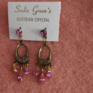 Pink Crystal Drop Earrings